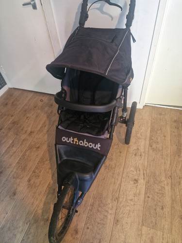 Out about jogging buggy - out, n
